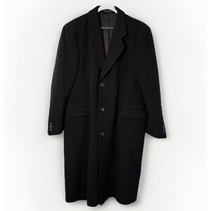 Silver Cloud Long Wool Cashmere Blend Coat Overcoat Mens Size 46 R Dark Gray